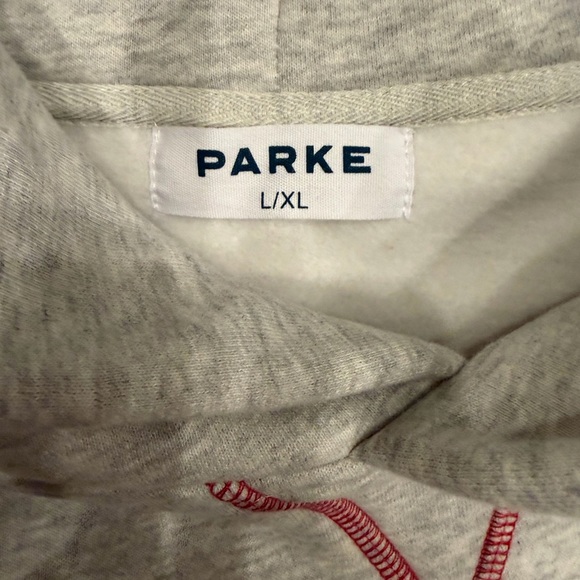 Parke Valentines 2026 Gray Hoodie with Red Stitching Somebody Loves Me L/XL - Picture 4 of 5